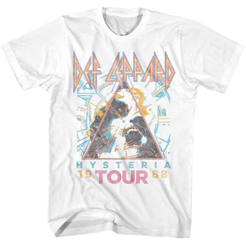 American Classics Def Leppard 1980s Heavy Hair Metal Band Rock & Roll Hysteria '88 Adult T-Shirt White - Image 1